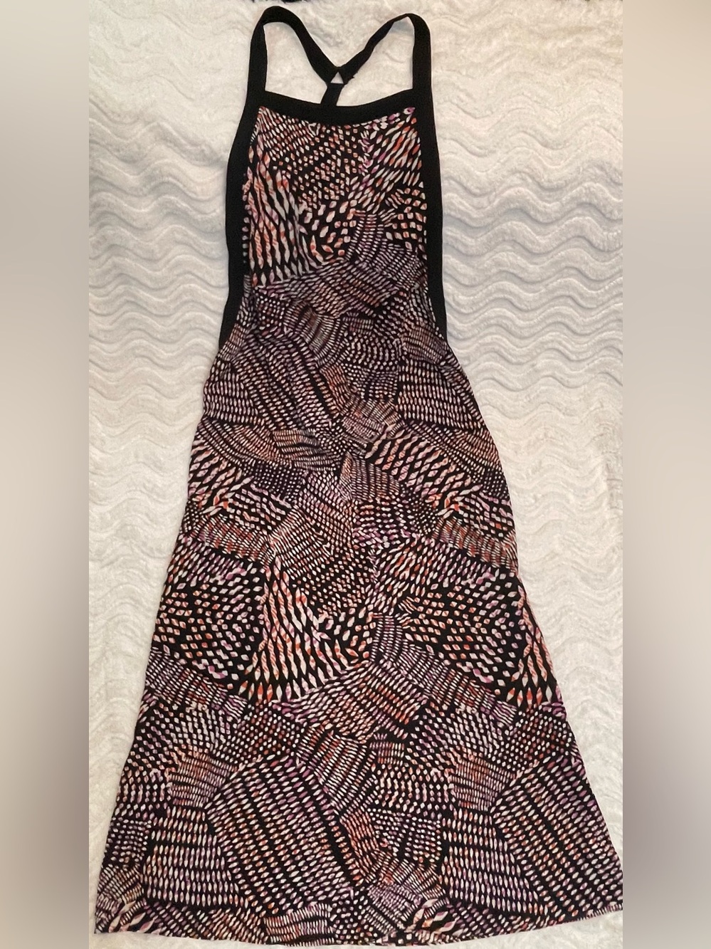 NWOT JustFab Sleeveless Abstract Black/White/Pink Print Maxi Dress